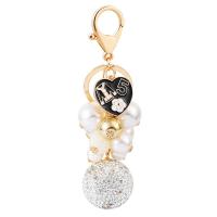 Zinc Alloy Key Clasp with Plastic Pearl gold color plated for woman & enamel & with rhinestone nickel lead & cadmium free Sold By PC