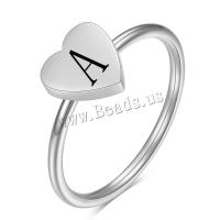 Titanium Steel Finger Ring, Heart, silver color plated, fashion jewelry & different designs for choice & for woman, 7mm, Sold By PC