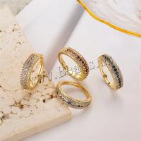 Krychlový Circonia Micro vydláždit mosazný prsten, Mosaz, Nastavitelný & módní šperky & micro vydláždit kubické zirkony, zlatý, nikl, olovo a kadmium zdarma, inner diameter:17 ~21mm, Prodáno By PC