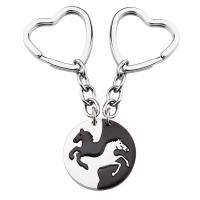 Stainless Steel Key Clasp 304 Stainless Steel Horse plated 2 pieces & fashion jewelry silver color 25mm Sold By Set
