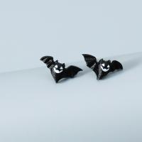 Zinc Alloy Stud Earring Bat plated Halloween Design & fashion jewelry & with rhinestone nickel lead & cadmium free Sold By Pair