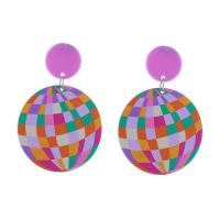 Acrylic Jewelry Earring, printing, fashion jewelry & for woman, more colors for choice, 35x48mm, Sold By Pair