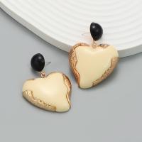 Zinc Alloy Stud Earring with Resin Heart plated fashion jewelry & for woman Sold By Pair