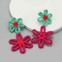 Zinc Alloy Stud Earring with Cotton Thread & Resin Flower fashion jewelry & for woman nickel lead & cadmium free Sold By Pair