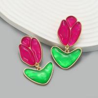 Zinc Alloy Stud Earring with Resin Rose plated fashion jewelry & for woman nickel lead & cadmium free Sold By Pair