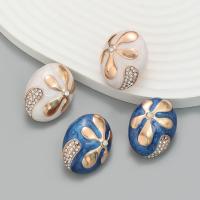 Zinc Alloy Stud Earring with enamel fashion jewelry & for woman & with rhinestone nickel lead & cadmium free Sold By Pair