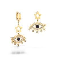 Evil Eye Earrings, Titanium Steel, plated, micro pave cubic zirconia & for woman, more colors for choice, Sold By Pair