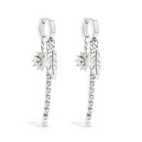 Titanium Steel  Earring, Feather, plated, micro pave cubic zirconia & for woman, more colors for choice, Sold By Pair