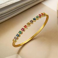 Brass Bracelet & Bangle, real gold plated, micro pave cubic zirconia & for woman, more colors for choice, Sold By PC