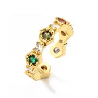 Cubique anneau en laiton Circonia Micro Pave, Plaqué d'or, pavé de micro zircon & pour femme, plus de couleurs à choisir, Vendu par PC