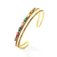 Brass Bracelet & Bangle, real gold plated, different styles for choice & micro pave cubic zirconia & for woman, golden, Sold By PC