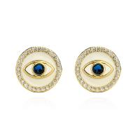 Evil Eye Earrings, Brass, real gold plated, different styles for choice & micro pave cubic zirconia & for woman & enamel, more colors for choice, Sold By PC
