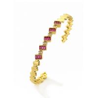 Brass Bracelet & Bangle real gold plated micro pave cubic zirconia & for woman Sold By PC
