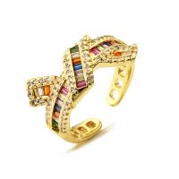 Cubic Zirconia Micro Pave Brass Ring real gold plated & micro pave cubic zirconia & for woman gold Sold By PC