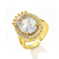 Cubic Zirconia Micro Pave Brass Ring real gold plated micro pave cubic zirconia & for woman Sold By PC