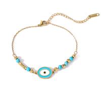 Bracelet Evil Eye bijoux, Acier titane, avec turquoise, Placage, styles différents pour le choix & pour femme & émail, Or, Vendu par PC