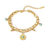 Evil Eye Jewelry Bracelet, Titanium Steel, with turquoise, plated, different styles for choice & for woman & enamel, golden, Sold By PC