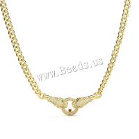 Cubic Zircon Micro Pave Brass Necklace with 5CM extender chain Leopard real gold plated micro pave cubic zirconia & for woman gold Length Approx 45 cm Sold By PC