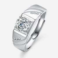 Cubic Zirconia Micro Pave 925 Sterling Silver Rings, with Moissanite, Adjustable & fashion jewelry & different materials for choice & micro pave cubic zirconia & for man, nickel, lead & cadmium free, US Ring Size:8, Sold By PC