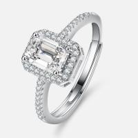 Cubic Zirconia Micro Pave 925 Sterling Silver Rings, with Moissanite, Adjustable & fashion jewelry & different materials for choice & micro pave cubic zirconia, nickel, lead & cadmium free, 1ct, Sold By PC