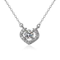 Cubic Zircon Micro Pave 925 Sterling Silver Necklace, with Moissanite, with 5cm extender chain, fashion jewelry & different materials for choice & micro pave cubic zirconia, nickel, lead & cadmium free, 1ct, Length:Approx 41 cm, Sold By PC