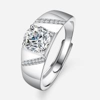 Cubic Zirconia Micro Pave 925 Sterling Silver Rings with Moissanite fashion jewelry & micro pave cubic zirconia & for man nickel lead & cadmium free 2ct US Ring Sold By PC
