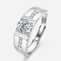 Cubic Zirconia Micro Pave 925 Sterling Silver Rings with Moissanite fashion jewelry & micro pave cubic zirconia & for man nickel lead & cadmium free US Ring Sold By PC