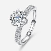 Cubic Zirconia Micro Pave 925 Sterling Silver Rings, with Moissanite, fashion jewelry & different materials for choice & micro pave cubic zirconia & for woman, nickel, lead & cadmium free, 1ct, US Ring Size:7, Sold By PC