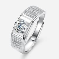 Cubic Zirconia Micro Pave 925 Sterling Silver Rings, with Moissanite, fashion jewelry & different materials for choice & micro pave cubic zirconia & for man, nickel, lead & cadmium free, US Ring Size:8, Sold By PC