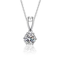 Cubic Zircon Micro Pave 925 Sterling Silver Necklace with Moissanite with 5cm extender chain fashion jewelry & micro pave cubic zirconia nickel lead & cadmium free Length Approx 41 cm Sold By PC