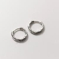 925 Sterling Silver Huggie Hoop Earring vintage & Korean style & for woman & hollow 14mm 2mm Sold By Pair