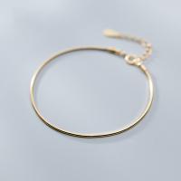 Argent sterling 925 bracelet, Placage de couleur d'or, Style coréen & chaîne serpent & pour femme, 1.2mm, Longueur:Environ 6.7-8.3 pouce, Vendu par PC