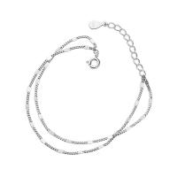 925 Sterling Silver Bracelet, with 1.6inch extender chain, plated, Double Layer & Korean style & for woman, more colors for choice, 1.5mm, Length:Approx 5.5 Inch, Sold By PC