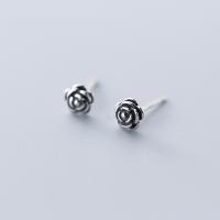 925 Sterling Silver Stud Earring, Flower, vintage & Korean style & for woman, 5mm, Sold By Pair