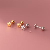 925 Sterling Silver Stud Earring, Flower, plated, Korean style & for woman, more colors for choice, 5mm, Sold By Pair