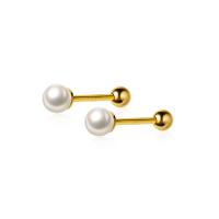 925 Sterling Silver Stud Earring, with Shell Pearl, plated, Korean style & different size for choice & for woman, more colors for choice, Sold By Pair