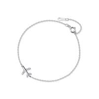 925 Sterling Silver Bracelet, with 1inch extender chain, Airplane, Korean style & for woman & with rhinestone, silver color, 14x9mm, Length:Approx 6.1 Inch, Sold By PC