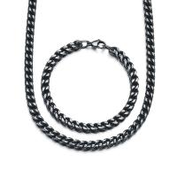 304 Stainless Steel Náramek a náhrdelník, unisex & různé styly pro výběr, černý, 6mm, Prodáno By PC