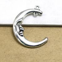 Tibetan Style Moon Pendants, silver color plated, DIY, nickel, lead & cadmium free, 41x30x4.5mm, Sold By PC