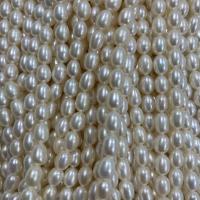 Barocco coltivate in acqua dolce Perla, perla d'acquadolce coltivata naturalmente, Riso, DIY, bianco, 5-6mm, Venduto per Appross. 37 cm filo