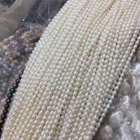 Perles nacres baroques de culture d'eau douce , perle d'eau douce cultivée, riz, DIY, blanc, 3-4mm, Vendu par Environ 37 cm brin