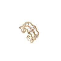 Anillo de dedo de latón, metal, chapado en oro real, Joyería & micro arcilla de zirconia cúbica & para mujer, dorado, 17mm, Vendido por UD