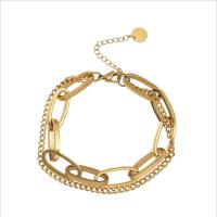 Титана стальной браслет, титан, плакирован золотом, ювелирные изделия моды & Женский, Золотой, длина:Приблизительно 22 см, продается PC