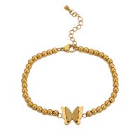 Bracelet d'acier titane, avec 5cm chaînes de rallonge, Placage de couleur d'or, bijoux de mode & pour femme, doré, Vendu par Environ 18 cm brin