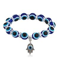 Gemstone Bracelets with Elastic Thread handmade Natural & fashion jewelry & evil eye pattern & for woman Sold Per 2.95 Inch Strand