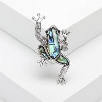 Zinc Alloy Brooches with Abalone Shell Frog silver color plated vintage & fashion jewelry & Unisex & with rhinestone multi-colored nickel lead & cadmium free Sold By PC