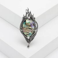 Zinc Alloy Brooches with Abalone Shell Feather silver color plated fashion jewelry & for woman & with rhinestone multi-colored nickel lead & cadmium free Sold By PC