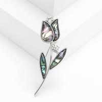 Zinc Alloy Brooches with Abalone Shell Flower silver color plated vintage & fashion jewelry & Unisex & with rhinestone multi-colored nickel lead & cadmium free Sold By PC