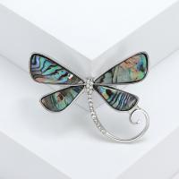 Zinc Alloy Brooches with Abalone Shell Dragonfly silver color plated fashion jewelry & for woman & with rhinestone multi-colored nickel lead & cadmium free Sold By PC