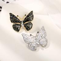 Tibetan Style Brooches, Butterfly, plated, fashion jewelry & for woman & enamel & with rhinestone, more colors for choice, nickel, lead & cadmium free, 40x35mm, Sold By PC